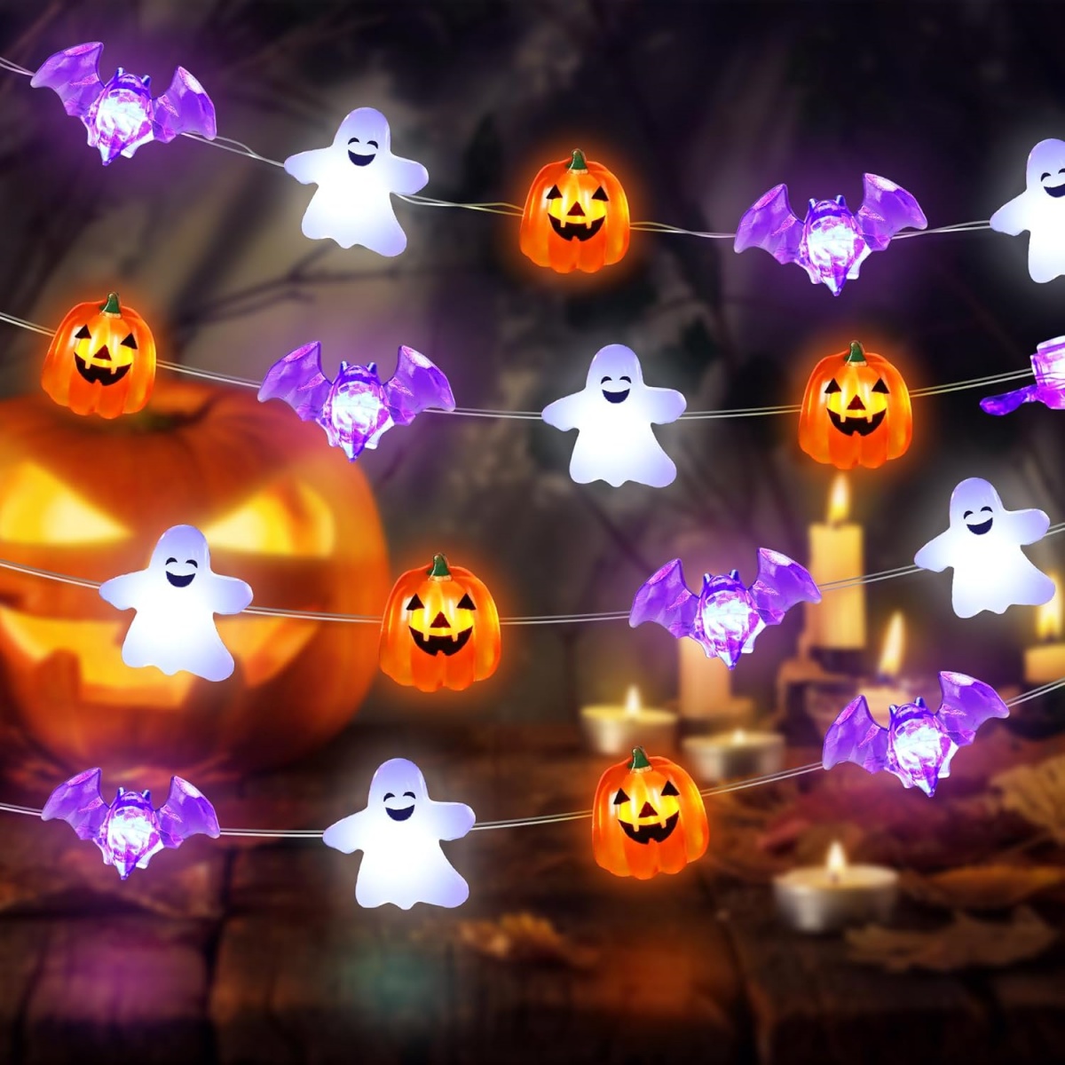 مصباح سلك نحاسي للهالوين مع شب - مراجعة Halloween Led String Lights Orange وسعره