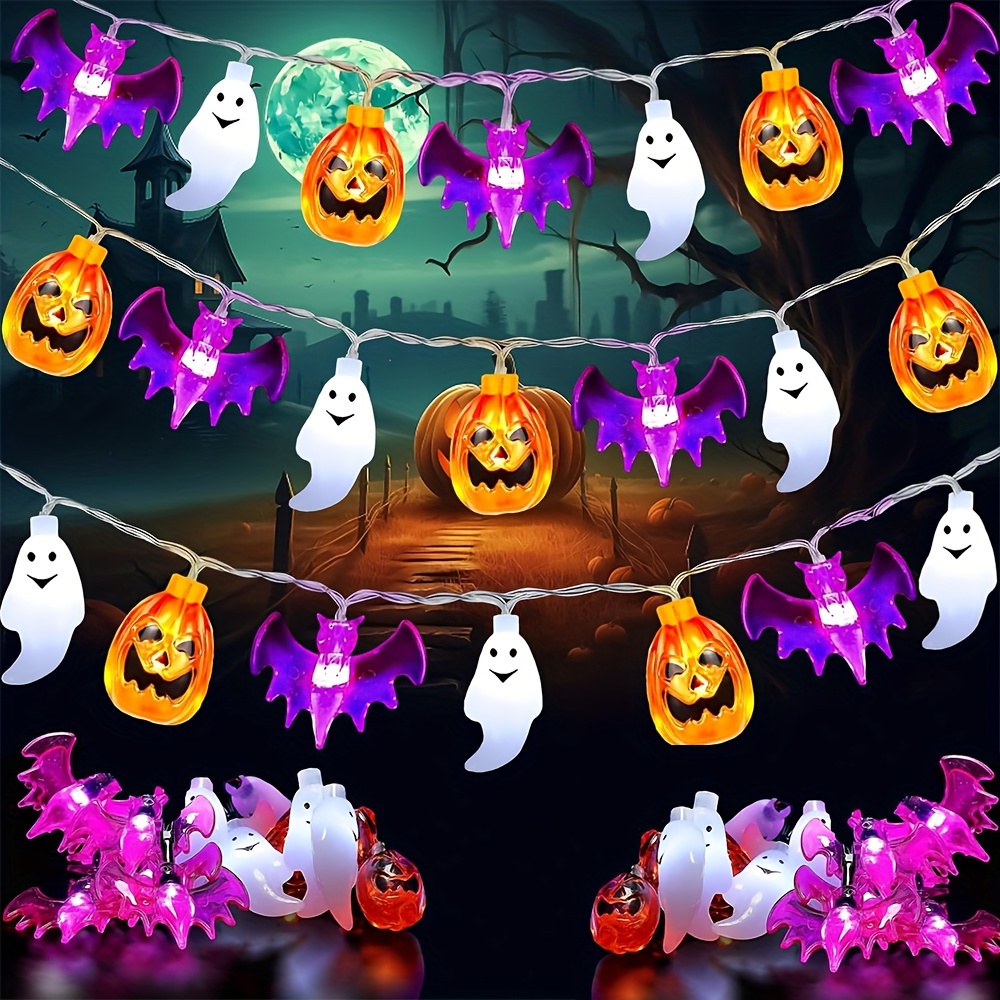 Halloween Led String Lights Orange - أضواء LED على شكل قرع وخفش