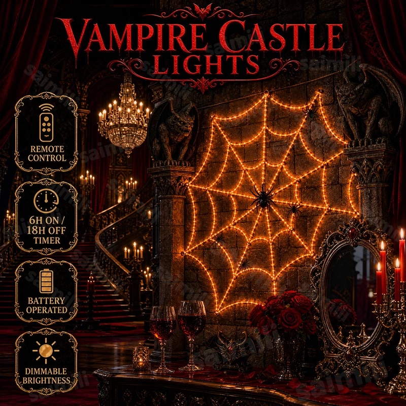 أضواء سلسلة LED على شكل شبكة ع - مراجعة Halloween Led String Lights Orange وسعره