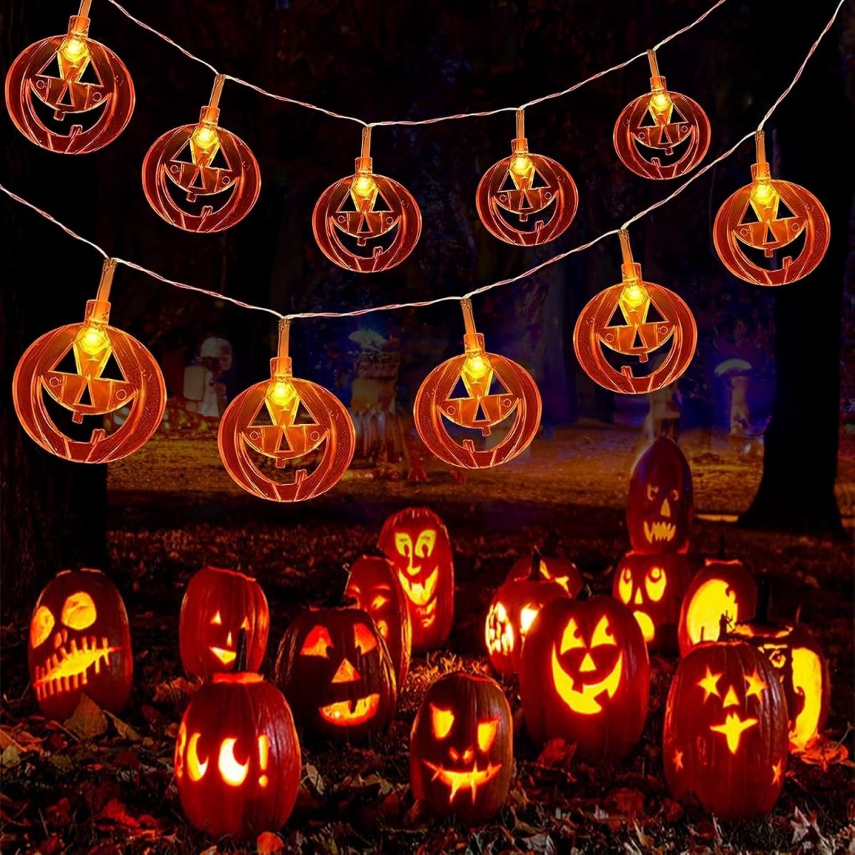 Halloween Led String Lights Orange - 1 قطعة 20LED البرتقال شقة جوفاء