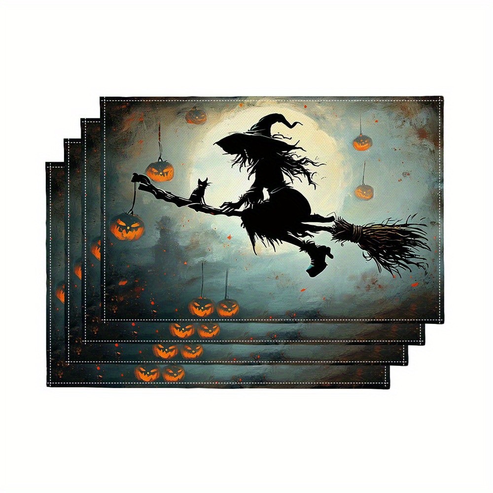 Pumpkin Lantern Halloween - مجموعة من 4 مفارش طاولة بتصميمات