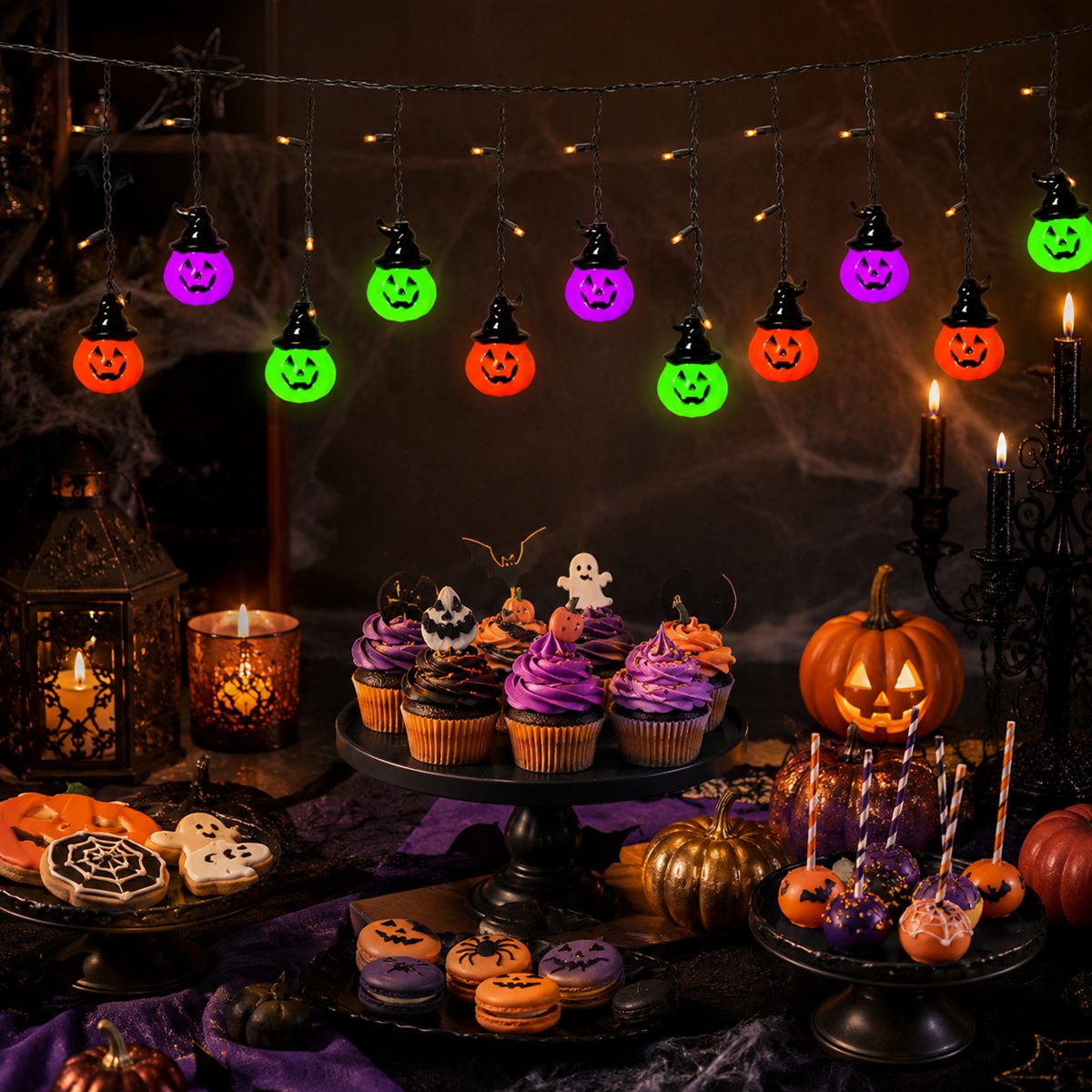 قطعة واحدة من أضواء الهالوين ا - مراجعة Halloween Led String Lights Orange وسعره