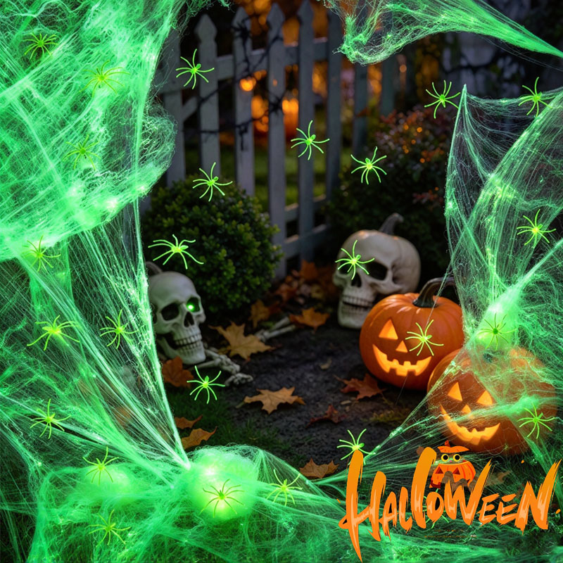 1-5 مجموعات من شبكة العنكبوت ا - مراجعة Spider Web Halloween Decoration وسعره