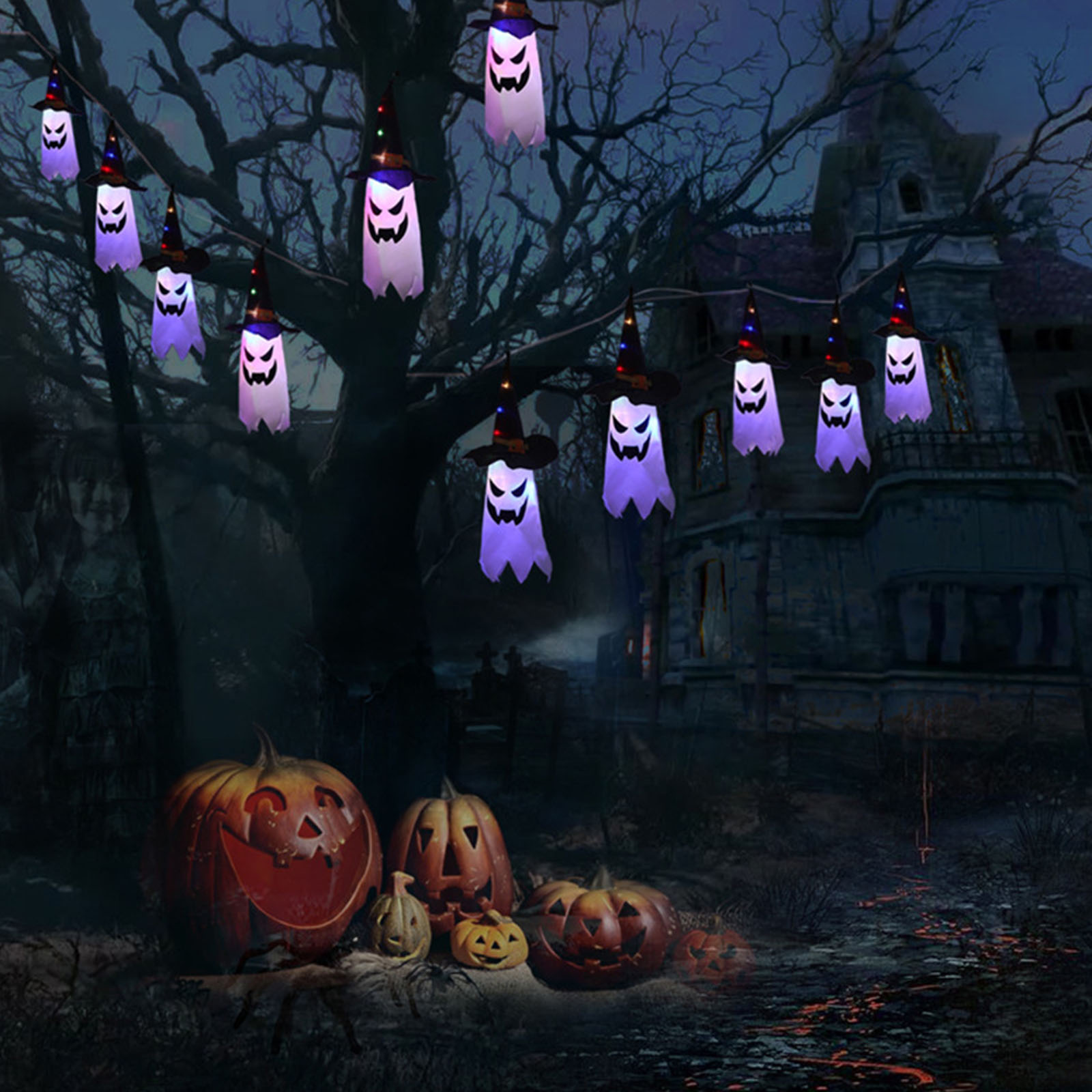 أضواء زينة الهالوين، قبعة على  - مراجعة Halloween Led String Lights Orange وسعره