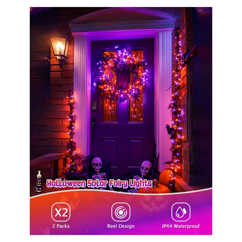 أضواء الهالوين الشمسية DT16، 8 - مراجعة Halloween Led String Lights Orange وسعره