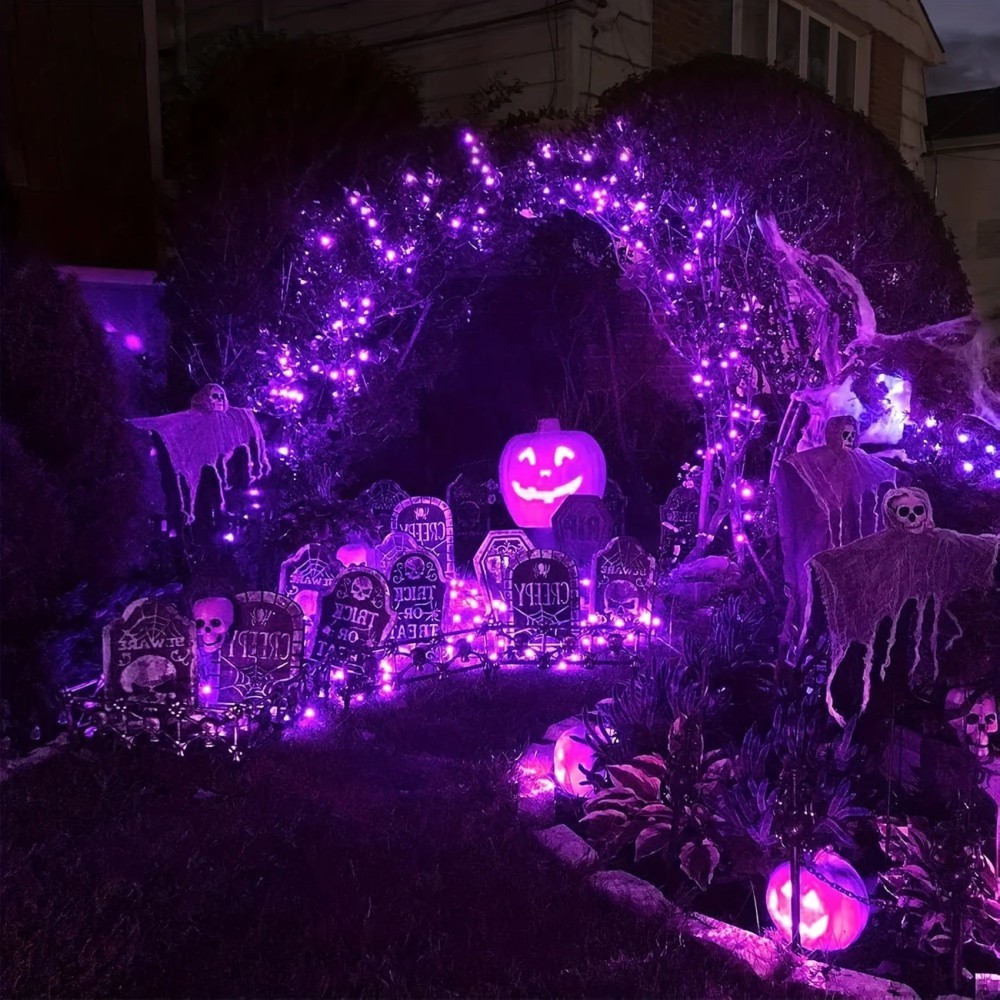 سلسلة إضاءة LED شمسية من الأسل - مراجعة Halloween Led String Lights Orange وسعره