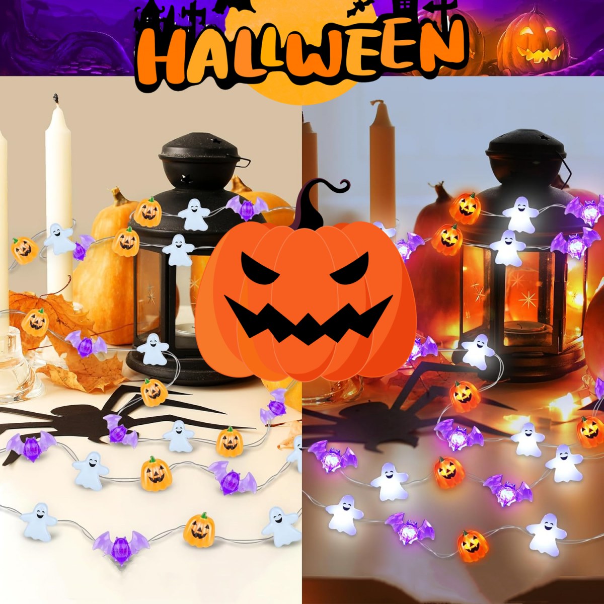 مصباح سلك نحاسي للهالوين مع شب - مراجعة Pumpkin Lantern Halloween وسعره