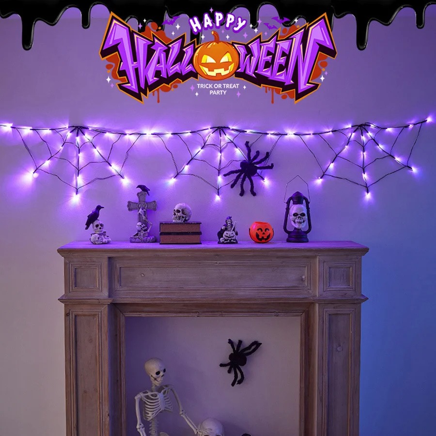 أضواء شبكة العنكبوت للهالوين ب - مراجعة Halloween Led String Lights Orange وسعره