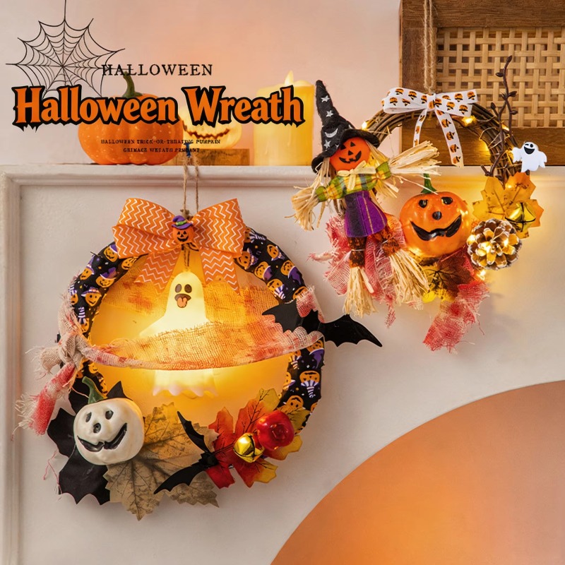 مجموعة إكليل الهالوين اليدوية  - مراجعة Halloween Pumpkin Decor Led وسعره