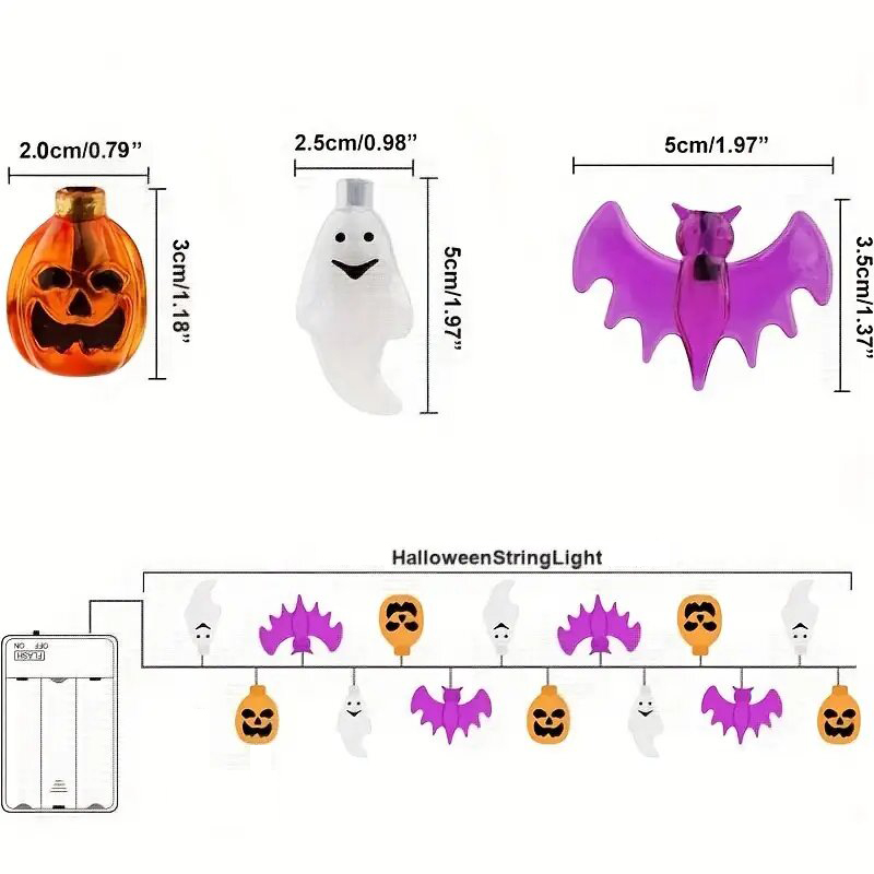 أضواء LED على شكل قرع وخفش وشب - مراجعة Halloween Led String Lights Orange وسعره