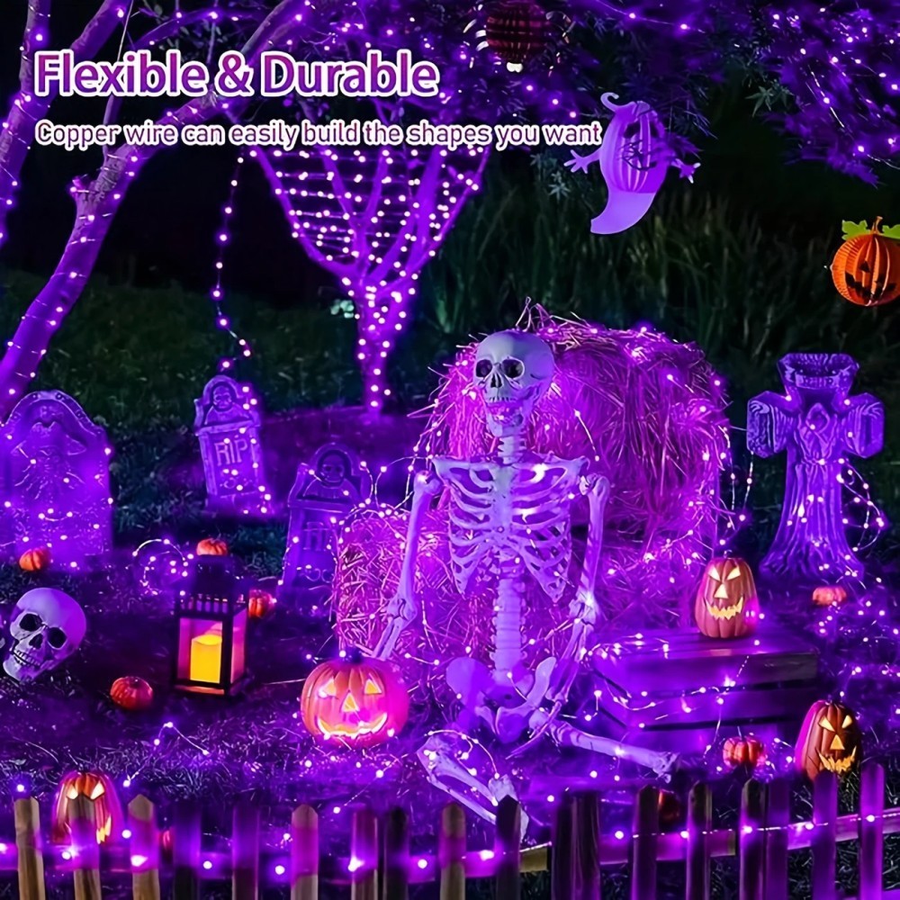 1 قطعة من أضواء الهالوين الشمس - مراجعة Halloween Led String Lights Orange وسعره