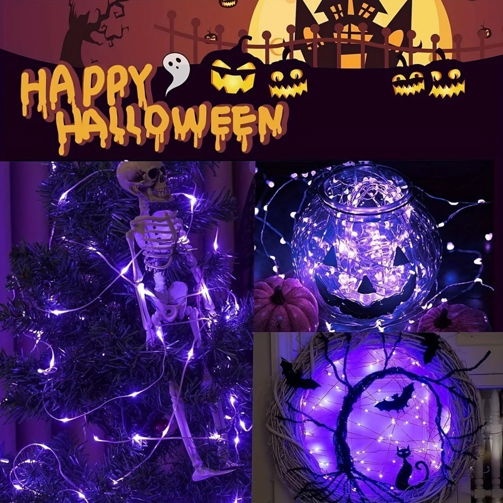 1 قطعة من أضواء الهالوين الشمس - مراجعة Halloween Led String Lights Orange وسعره