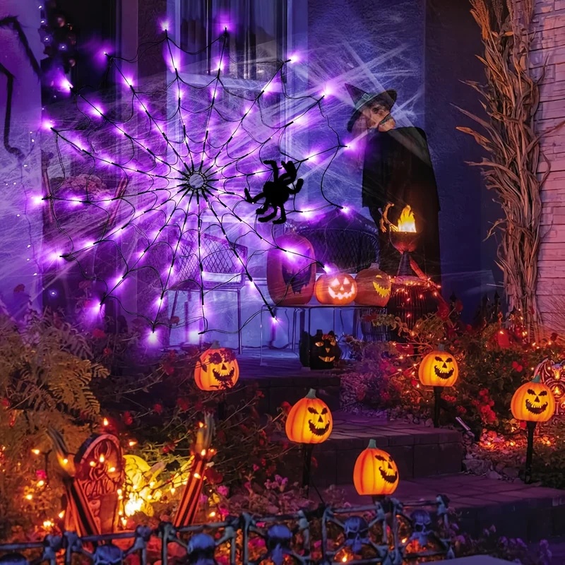 أضواء سلسلة LED على شكل شبكة ع - مراجعة Halloween Led String Lights Orange وسعره