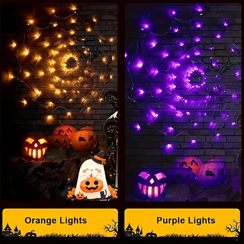 أضواء سلسلة LED على شكل شبكة ع - مراجعة Halloween Led String Lights Orange وسعره