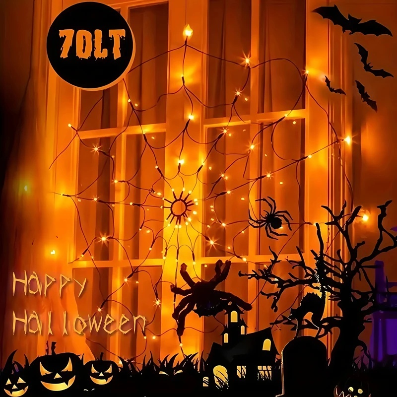 أضواء سلسلة LED على شكل شبكة ع - مراجعة Halloween Led String Lights Orange وسعره