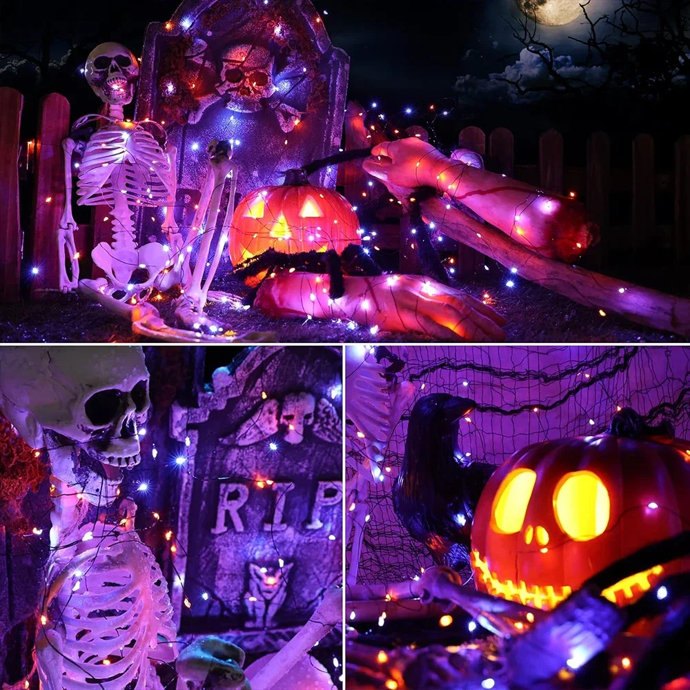 سلسلة أضواء من الأسلاك النحاسي - مراجعة Halloween Led String Lights Orange وسعره