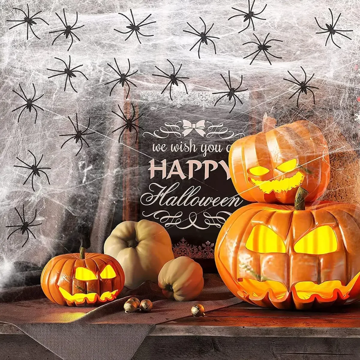 1-20 قطعة، شبكة عنكبوت قطنية م - مراجعة Spider Web Halloween Decoration وسعره