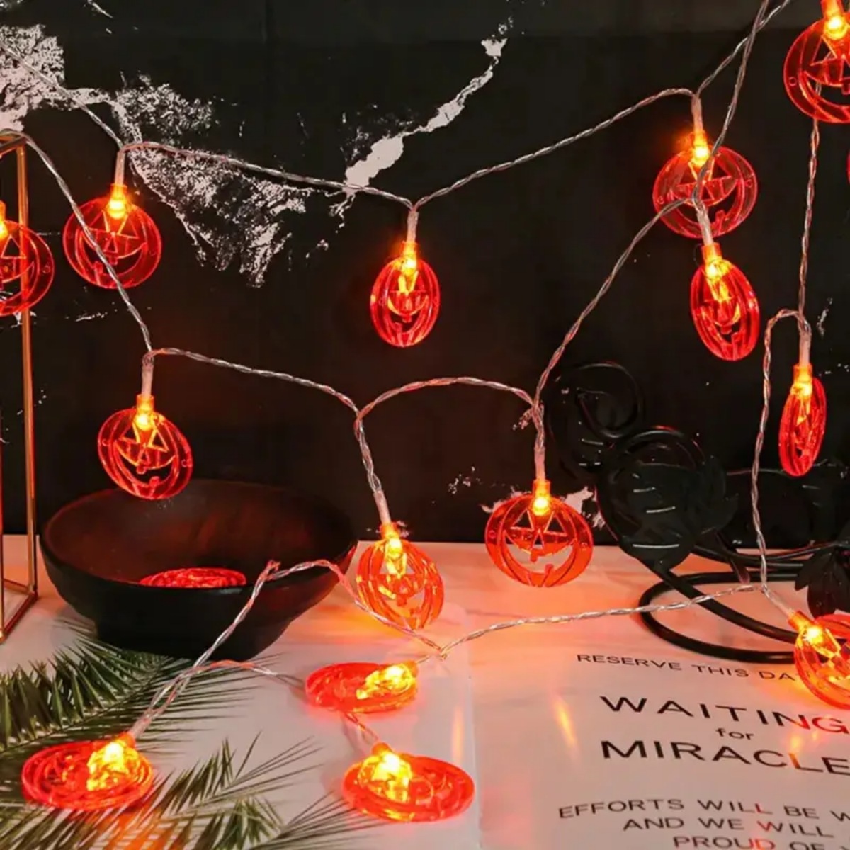 1 قطعة 20LED البرتقال شقة جوفا - مراجعة Halloween Led String Lights Orange وسعره