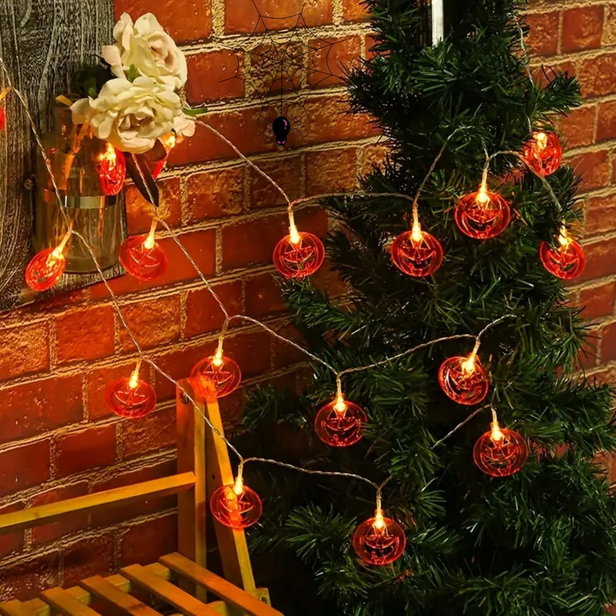 1 قطعة 20LED البرتقال شقة جوفا - مراجعة Halloween Led String Lights Orange وسعره