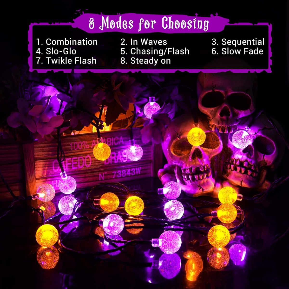 1 قطعة 12 متر 100 LED هالوين ا - مراجعة Halloween Led String Lights Orange وسعره