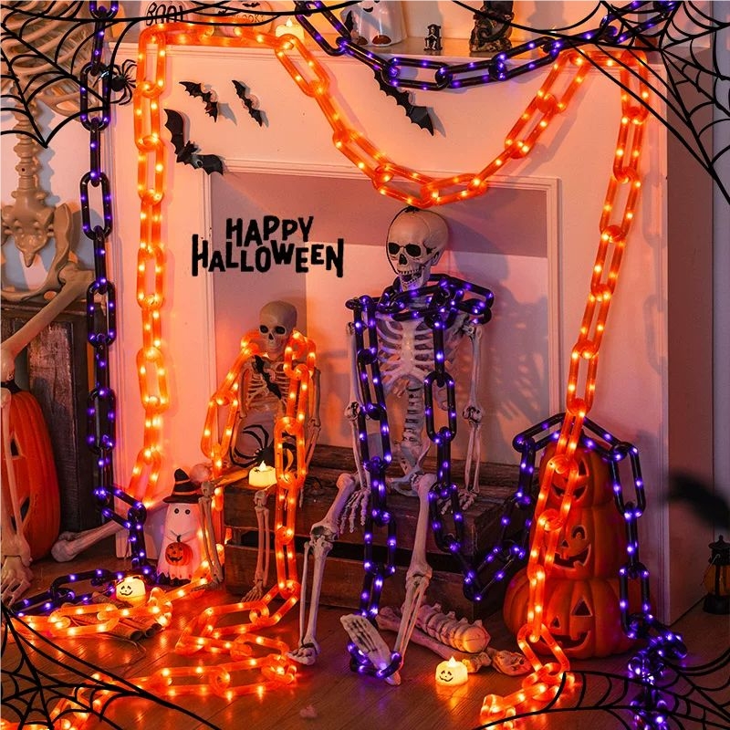 أضواء سلسلة شمسية خارجية للهال - مراجعة Halloween Led String Lights Orange وسعره