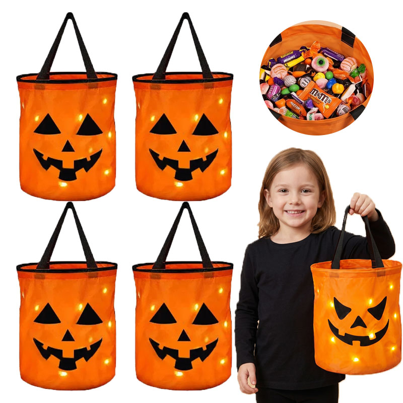 1-10 قطع من سلة اليقطين المضيئ - مراجعة Halloween Pumpkin Decor Led وسعره