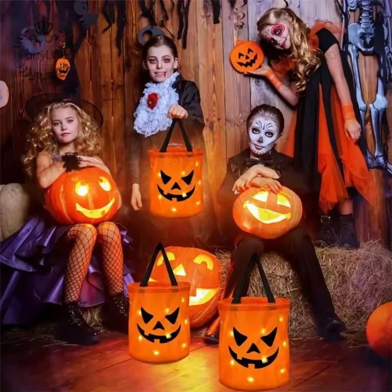 1-10 قطع من سلة اليقطين المضيئ - مراجعة Halloween Pumpkin Decor Led وسعره