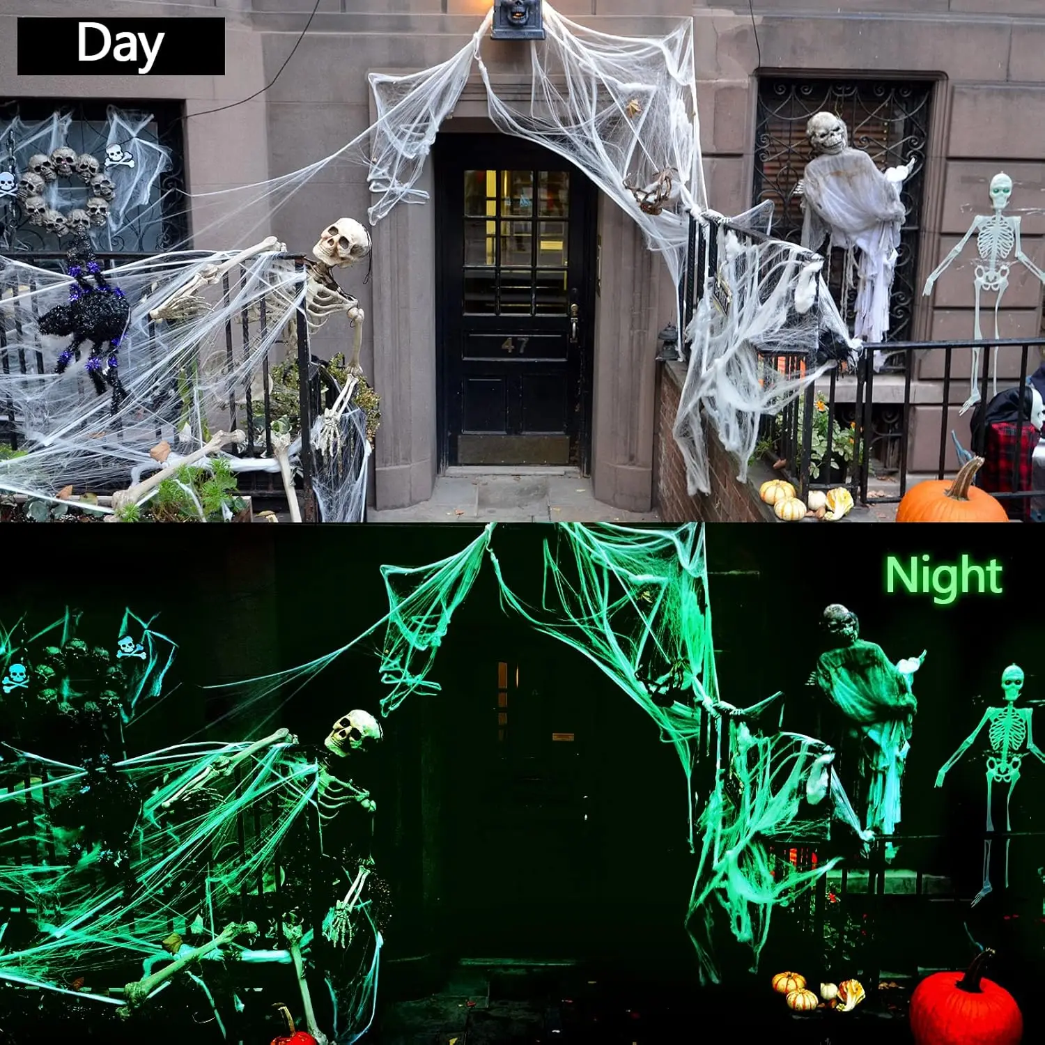 1-5 مجموعات من شبكة العنكبوت ا - مراجعة Spider Web Halloween Decoration وسعره
